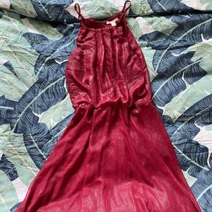Sparkly red halter dress